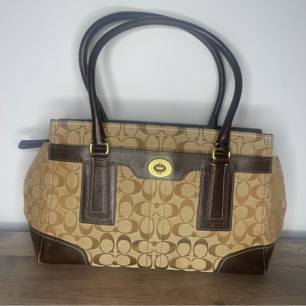 Vintage brown Coach signature Hampton‎ purse handbag